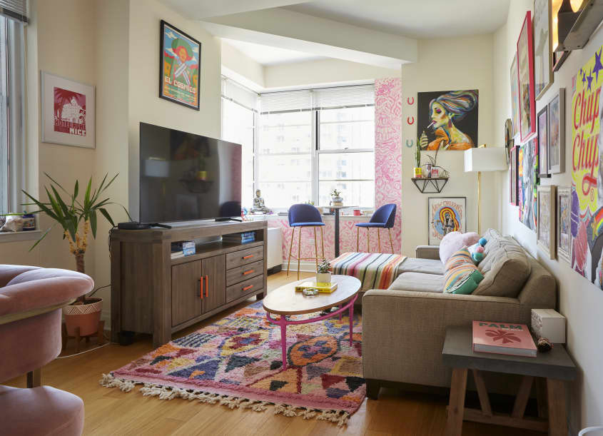 Textile Designer's Rainbow Eclectic New York City Rental Apartment